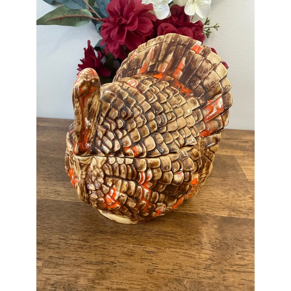 Vintage Ceramic Turkey Tureen Covered Dish Thanksgiving Fall Harvest Decor‎ MCM
